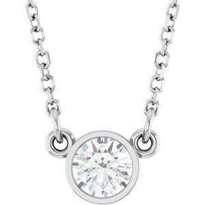 14k White Stuller Lab-Grown Moissanite Solitaire 18 Necklace 371$